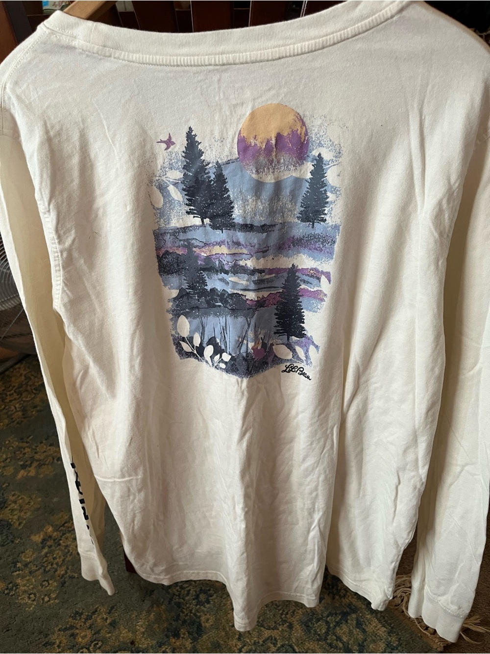 L.L Bean XL gently loved Cream Graphic Sunset Forest Tee - Picture 5 of 16